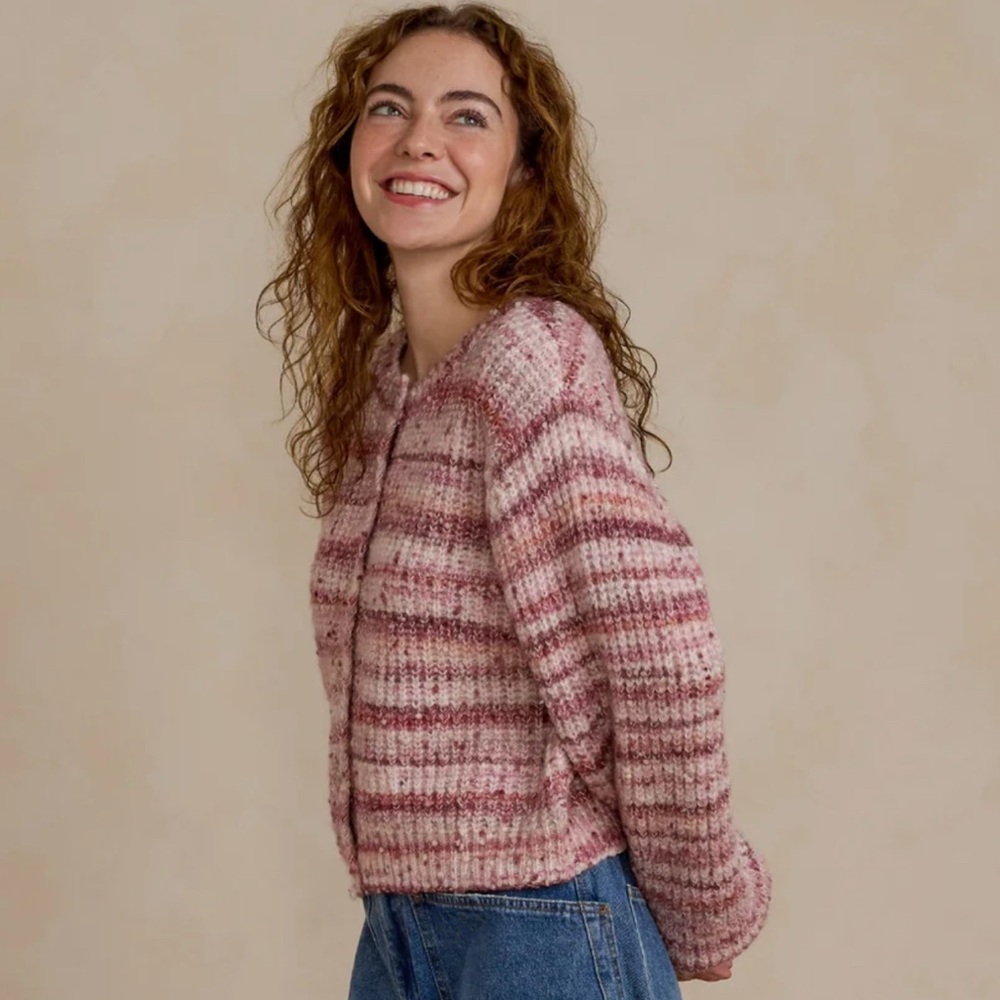 New rylee and cru Cheyenne Cardigan | Pink Multi Stripe sweater